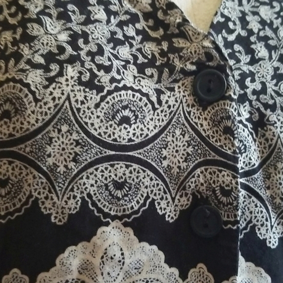 L 1970s 2pce 100% rayon Geo-print lace print maxidress outfit back tie - Picture 5 of 10